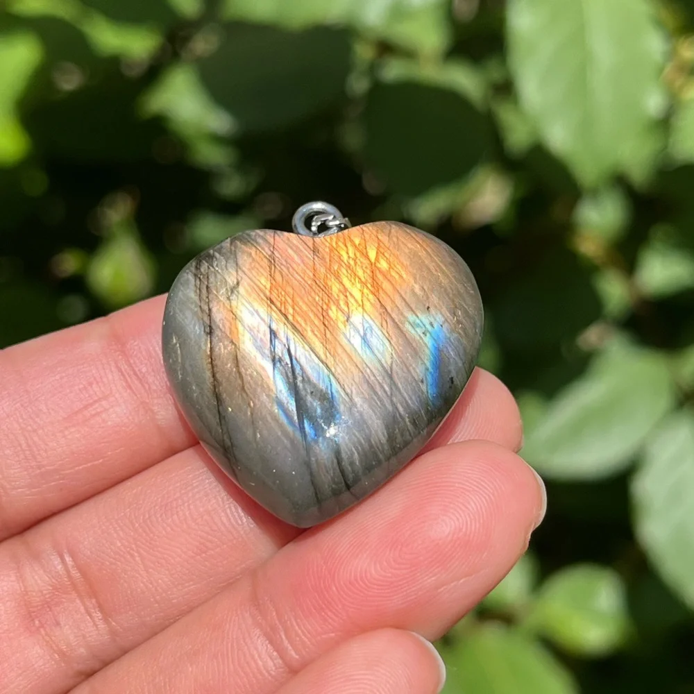 Stainless steel gold flash labradorite heart pendant 1711‎